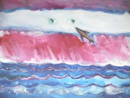 Obra Primera de Osvaldo Armas de la serie “El amor entre una nube y un pez volador”(2008).