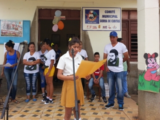 En las palabras centrales del acto la pionera Laura Domínguez Gómez expresó que la jornada estuvo dedicada a Fidel/Foto: Autor