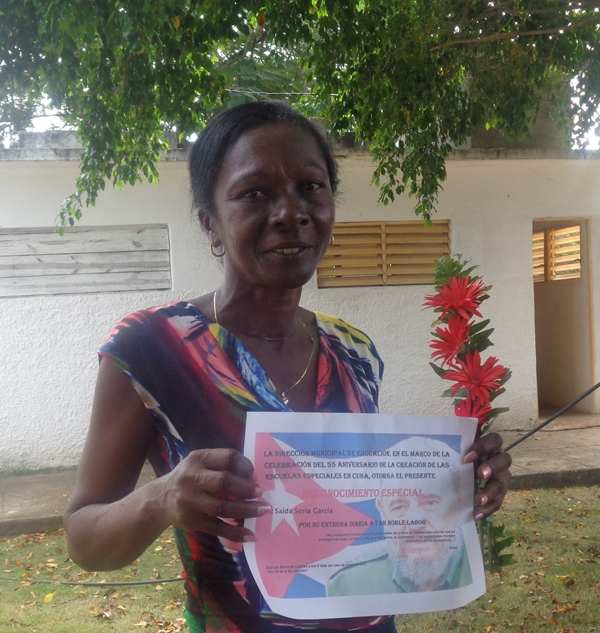La docente Zeida Soria Garcia satisfecha con su labor/Foto: Autora