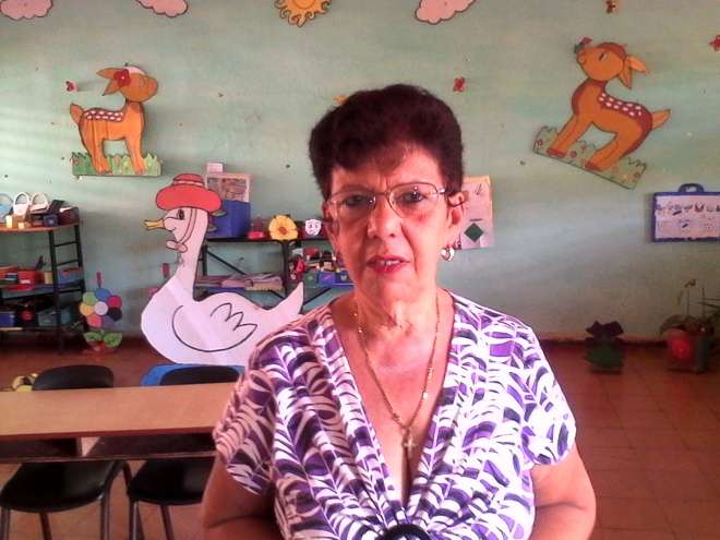 Cecilia Modia, maestra reincorporada al aula.