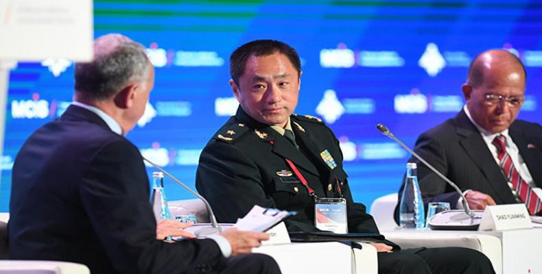 Shao Yuanming, subjefe del Estado Mayor Conjunto de la Comisión Militar Central de China, durante la Conferencia de Seguridad Internacional de Moscú./Foto: RHC