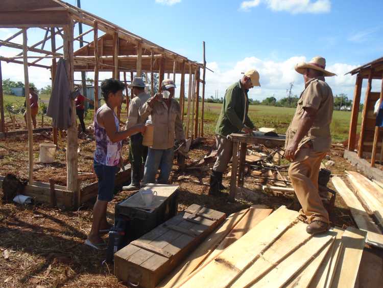 Damnificados se integran a construcción de viviendas.