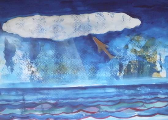Obra segunda de Osvaldo Armas de la serie “El amor entre una nube y un pez volador”(2008).