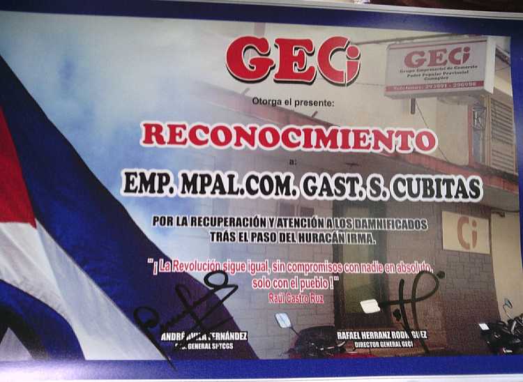 Reconocimiento por atención a damnificados.