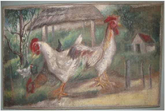Aves de corral, obra de Alberto Bastarrachea, propiedad de Adelaida Viso.